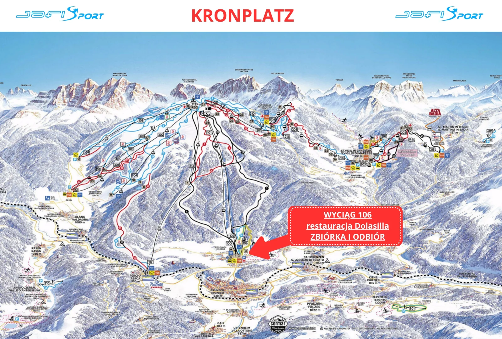 Mapa ski regionu